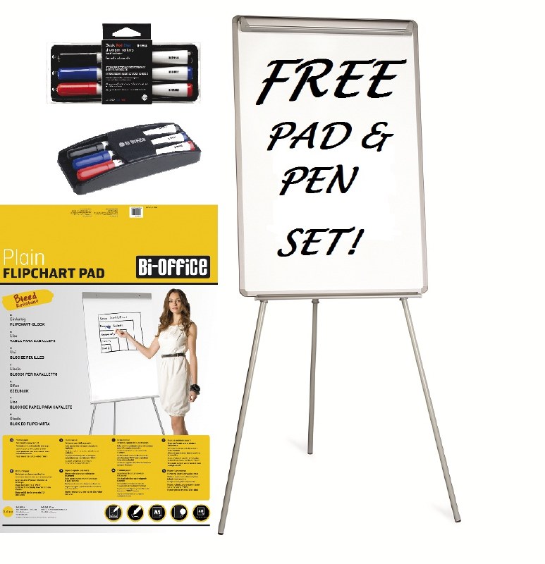 BiOffice A1 Flipchart Easel Black Frame Boards Direct